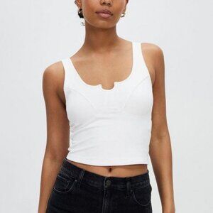 Abercrombie & Fitch White Seamless Corset Knit Crop Top tank